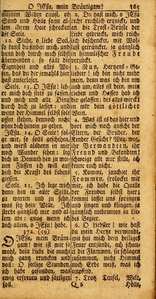 Das Kleine Davidische Psalterspiel der Kinder Zions: von alten und neuen auserlesenen Geistes-Gesängen allen wahren heuls-begierigen säuglingen der weisheit, infonderheit aber denen Gemeinden ... page 365