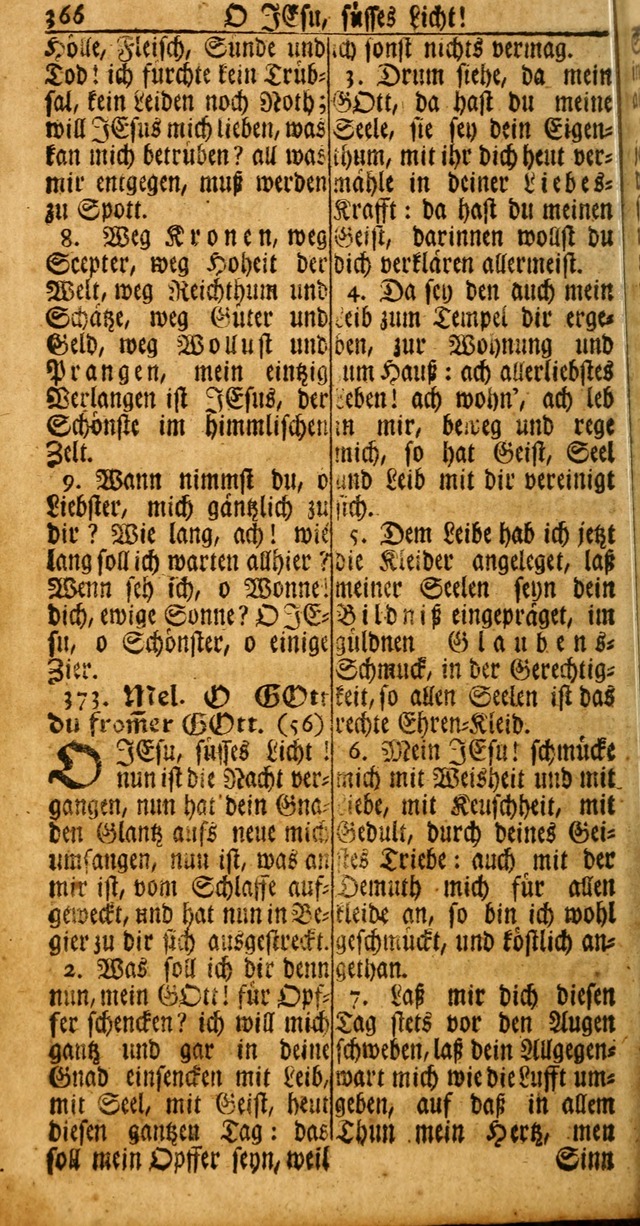 Das Kleine Davidische Psalterspiel der Kinder Zions: von alten und neuen auserlesenen Geistes-Gesängen allen wahren heuls-begierigen säuglingen der weisheit, infonderheit aber denen Gemeinden ... page 366