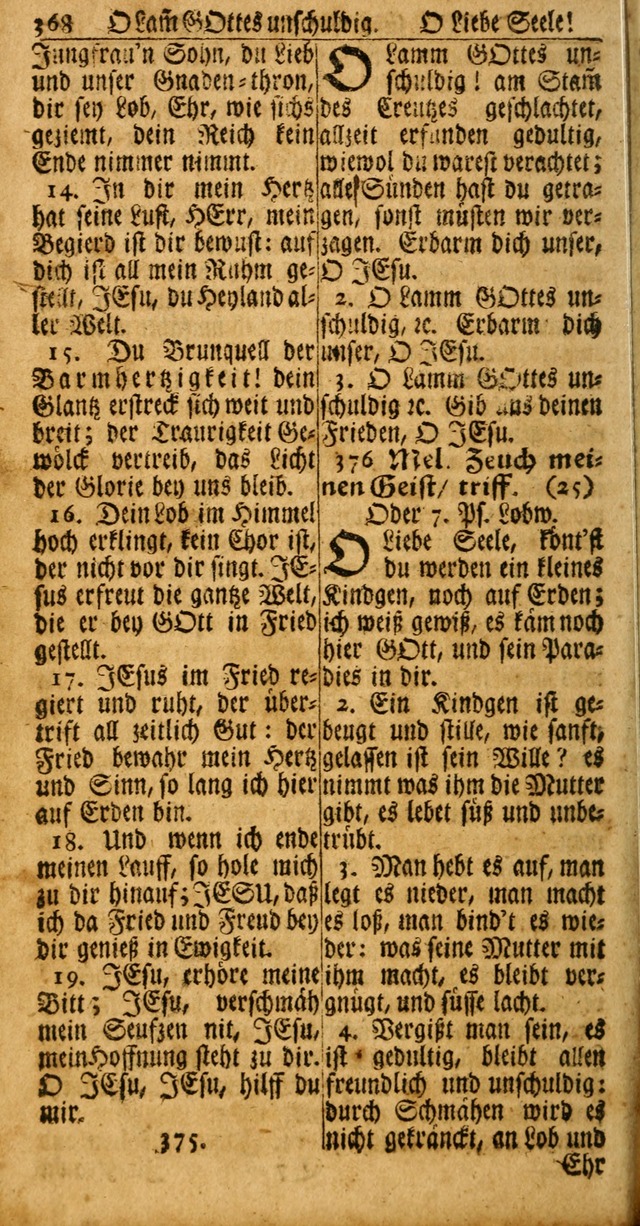 Das Kleine Davidische Psalterspiel der Kinder Zions: von alten und neuen auserlesenen Geistes-Gesängen allen wahren heuls-begierigen säuglingen der weisheit, infonderheit aber denen Gemeinden ... page 368