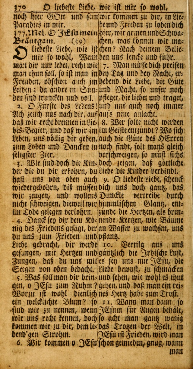 Das Kleine Davidische Psalterspiel der Kinder Zions: von alten und neuen auserlesenen Geistes-Gesängen allen wahren heuls-begierigen säuglingen der weisheit, infonderheit aber denen Gemeinden ... page 370