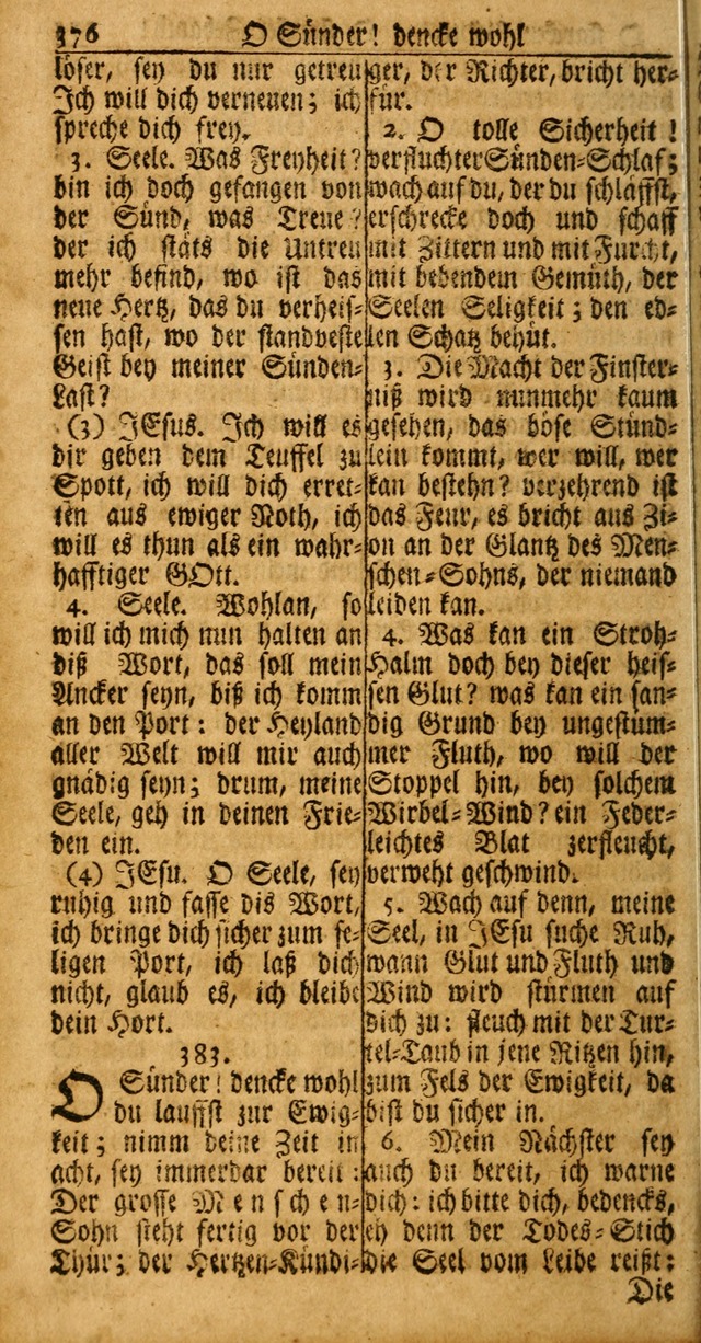 Das Kleine Davidische Psalterspiel der Kinder Zions: von alten und neuen auserlesenen Geistes-Gesängen allen wahren heuls-begierigen säuglingen der weisheit, infonderheit aber denen Gemeinden ... page 376