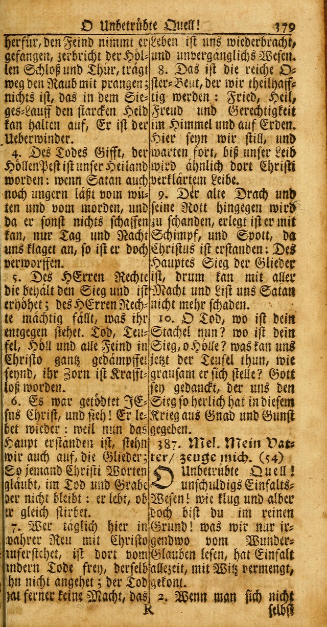 Das Kleine Davidische Psalterspiel der Kinder Zions: von alten und neuen auserlesenen Geistes-Gesängen allen wahren heuls-begierigen säuglingen der weisheit, infonderheit aber denen Gemeinden ... page 379