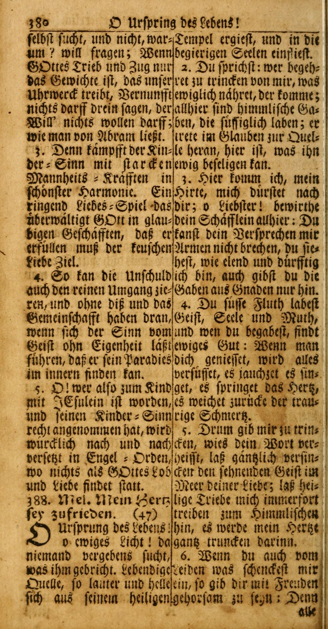 Das Kleine Davidische Psalterspiel der Kinder Zions: von alten und neuen auserlesenen Geistes-Gesängen allen wahren heuls-begierigen säuglingen der weisheit, infonderheit aber denen Gemeinden ... page 380