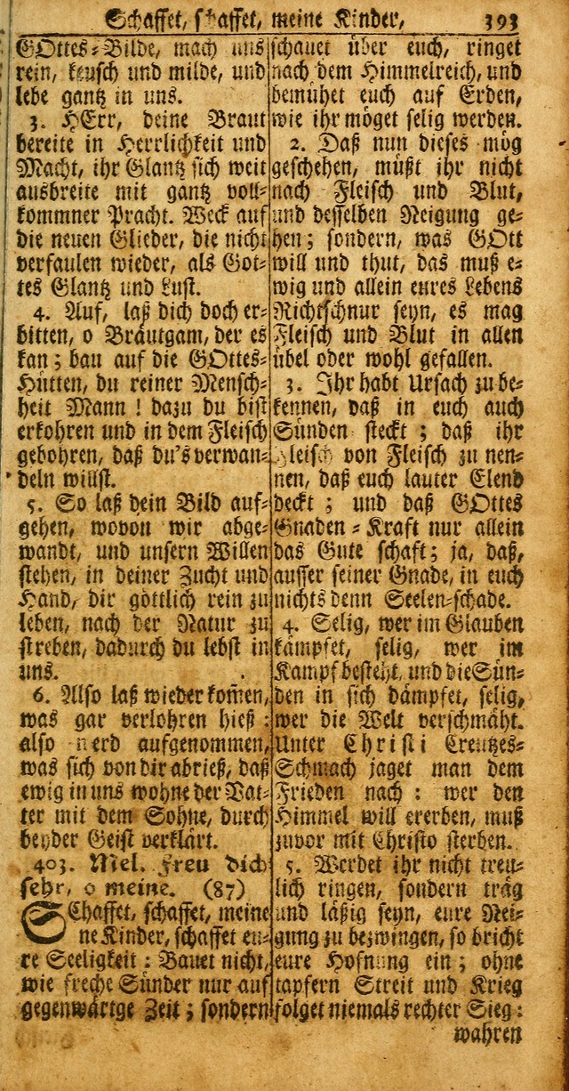 Das Kleine Davidische Psalterspiel der Kinder Zions: von alten und neuen auserlesenen Geistes-Gesängen allen wahren heuls-begierigen säuglingen der weisheit, infonderheit aber denen Gemeinden ... page 393