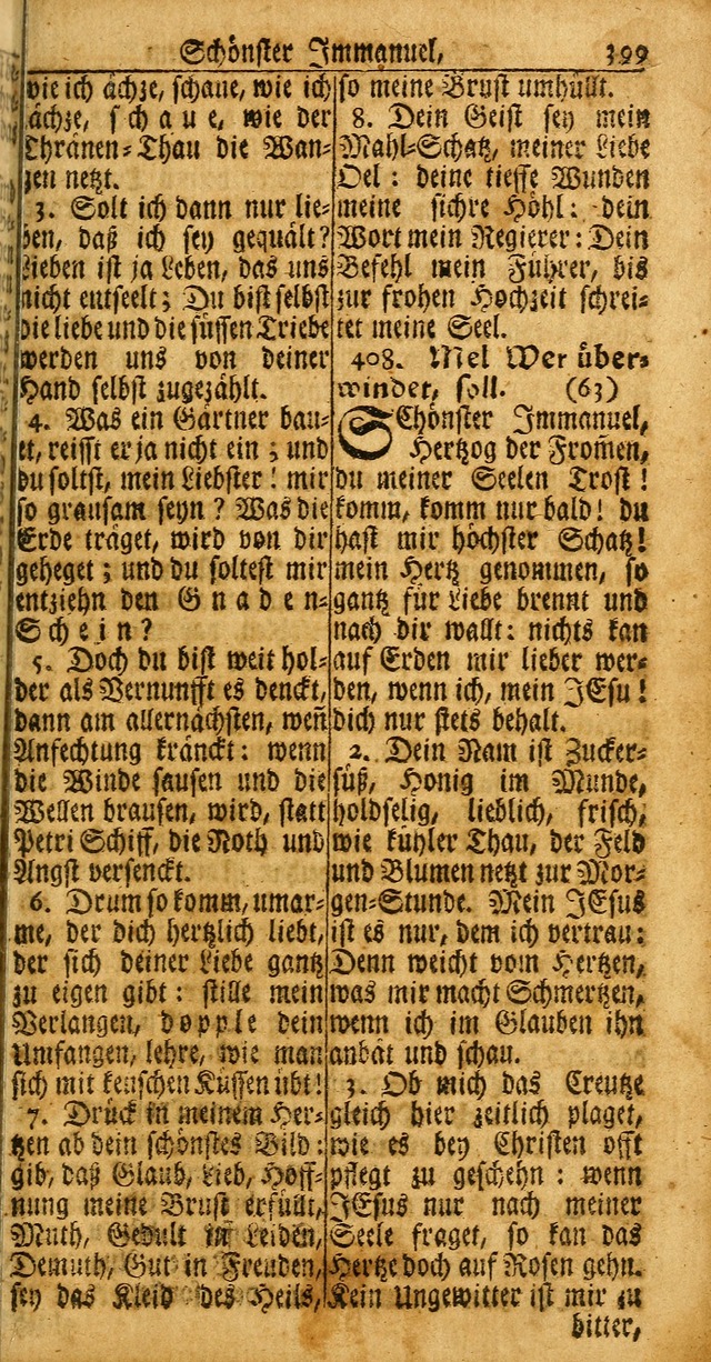 Das Kleine Davidische Psalterspiel der Kinder Zions: von alten und neuen auserlesenen Geistes-Gesängen allen wahren heuls-begierigen säuglingen der weisheit, infonderheit aber denen Gemeinden ... page 399