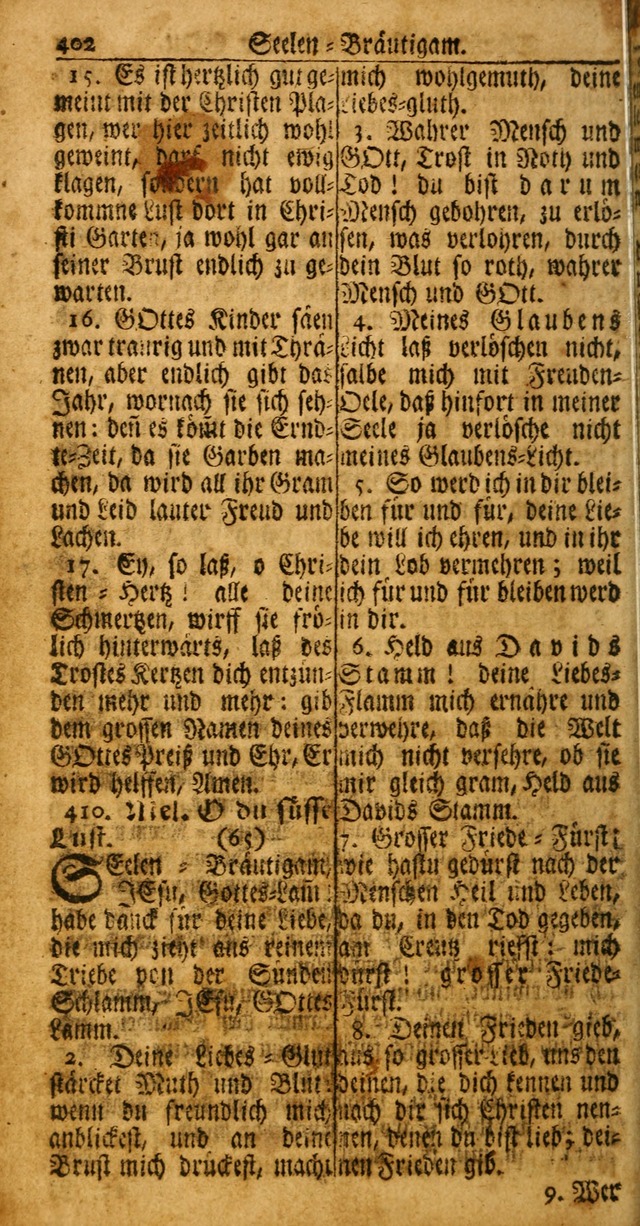 Das Kleine Davidische Psalterspiel der Kinder Zions: von alten und neuen auserlesenen Geistes-Gesängen allen wahren heuls-begierigen säuglingen der weisheit, infonderheit aber denen Gemeinden ... page 402