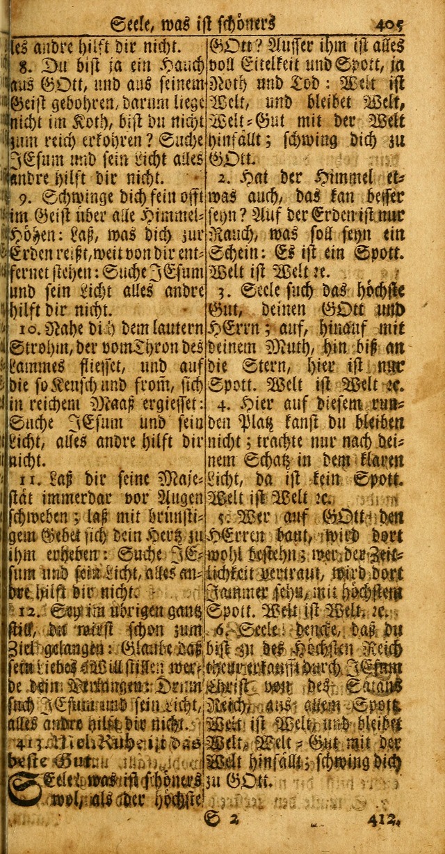 Das Kleine Davidische Psalterspiel der Kinder Zions: von alten und neuen auserlesenen Geistes-Gesängen allen wahren heuls-begierigen säuglingen der weisheit, infonderheit aber denen Gemeinden ... page 405