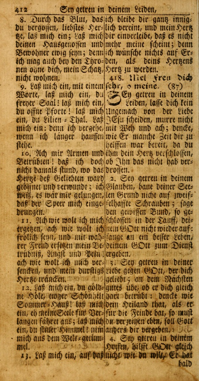 Das Kleine Davidische Psalterspiel der Kinder Zions: von alten und neuen auserlesenen Geistes-Gesängen allen wahren heuls-begierigen säuglingen der weisheit, infonderheit aber denen Gemeinden ... page 412