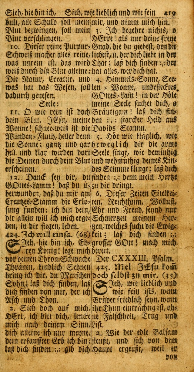 Das Kleine Davidische Psalterspiel der Kinder Zions: von alten und neuen auserlesenen Geistes-Gesängen allen wahren heuls-begierigen säuglingen der weisheit, infonderheit aber denen Gemeinden ... page 419