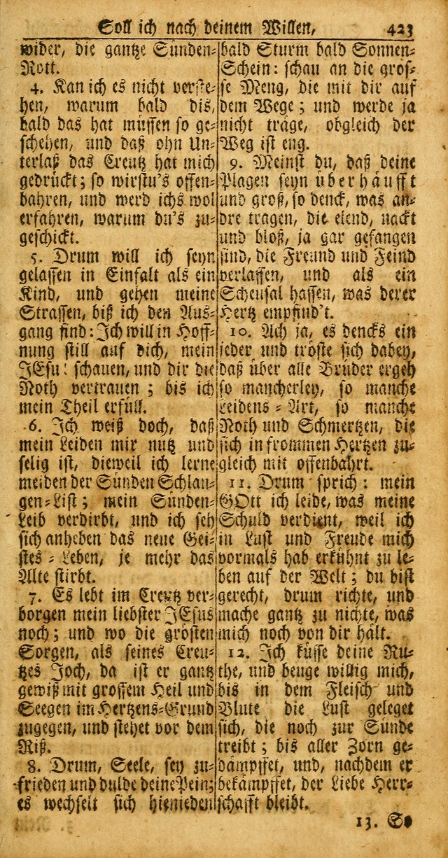 Das Kleine Davidische Psalterspiel der Kinder Zions: von alten und neuen auserlesenen Geistes-Gesängen allen wahren heuls-begierigen säuglingen der weisheit, infonderheit aber denen Gemeinden ... page 423