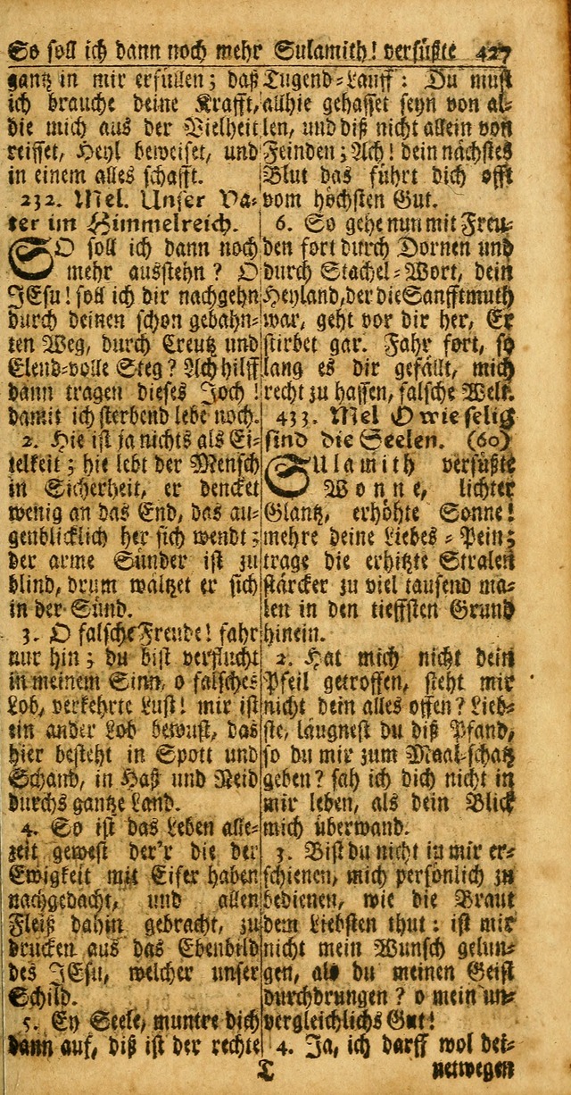 Das Kleine Davidische Psalterspiel der Kinder Zions: von alten und neuen auserlesenen Geistes-Gesängen allen wahren heuls-begierigen säuglingen der weisheit, infonderheit aber denen Gemeinden ... page 427