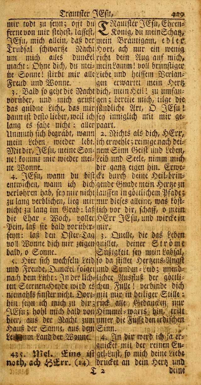 Das Kleine Davidische Psalterspiel der Kinder Zions: von alten und neuen auserlesenen Geistes-Gesängen allen wahren heuls-begierigen säuglingen der weisheit, infonderheit aber denen Gemeinden ... page 429