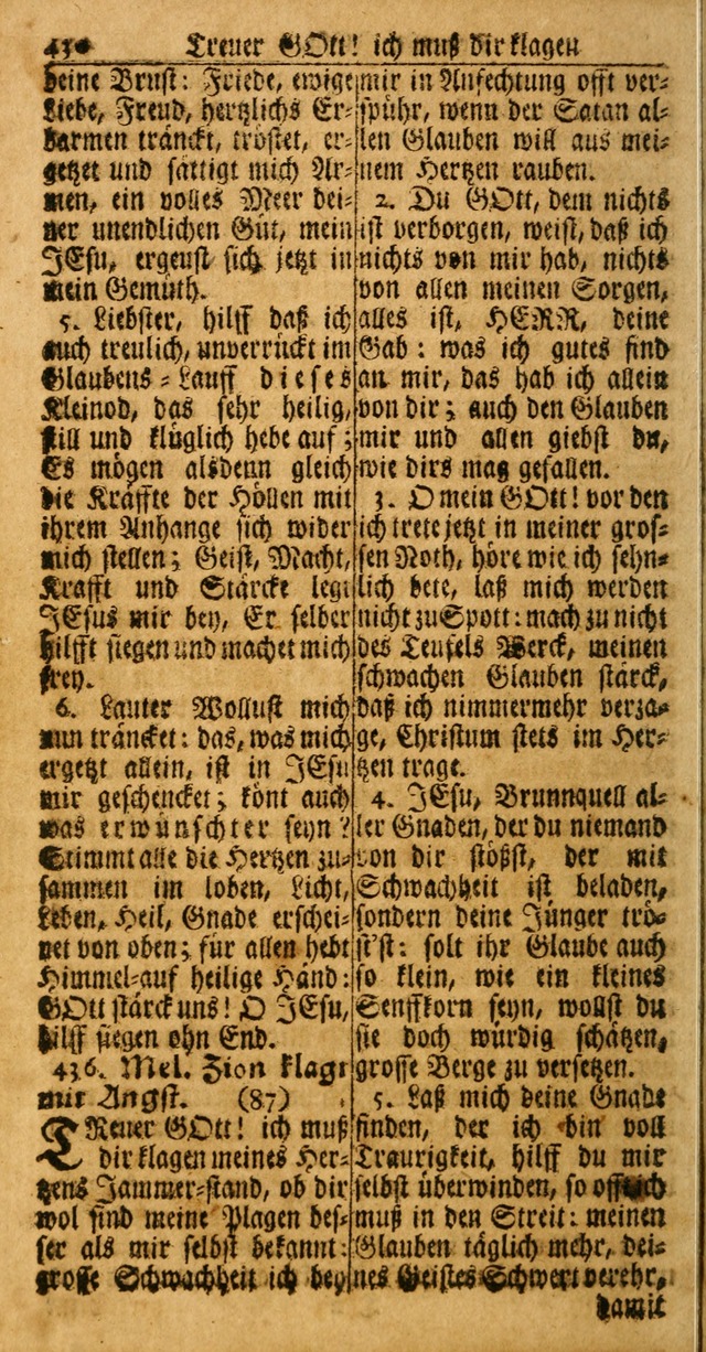 Das Kleine Davidische Psalterspiel der Kinder Zions: von alten und neuen auserlesenen Geistes-Gesängen allen wahren heuls-begierigen säuglingen der weisheit, infonderheit aber denen Gemeinden ... page 430