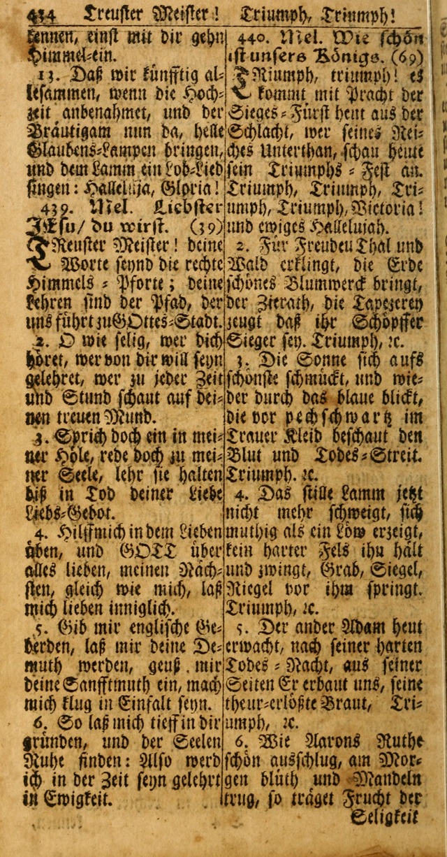 Das Kleine Davidische Psalterspiel der Kinder Zions: von alten und neuen auserlesenen Geistes-Gesängen allen wahren heuls-begierigen säuglingen der weisheit, infonderheit aber denen Gemeinden ... page 434