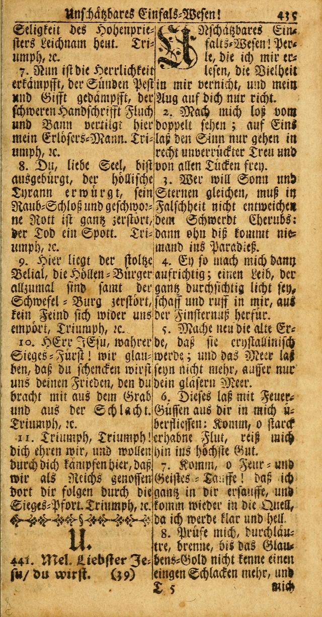 Das Kleine Davidische Psalterspiel der Kinder Zions: von alten und neuen auserlesenen Geistes-Gesängen allen wahren heuls-begierigen säuglingen der weisheit, infonderheit aber denen Gemeinden ... page 435