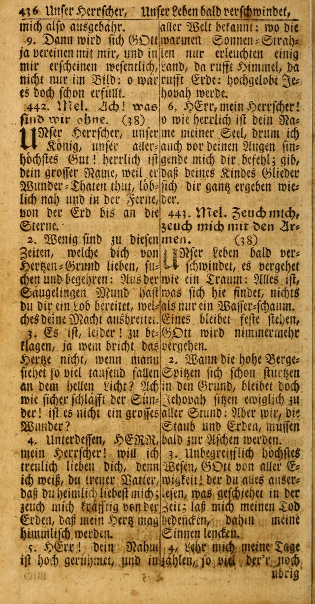 Das Kleine Davidische Psalterspiel der Kinder Zions: von alten und neuen auserlesenen Geistes-Gesängen allen wahren heuls-begierigen säuglingen der weisheit, infonderheit aber denen Gemeinden ... page 436