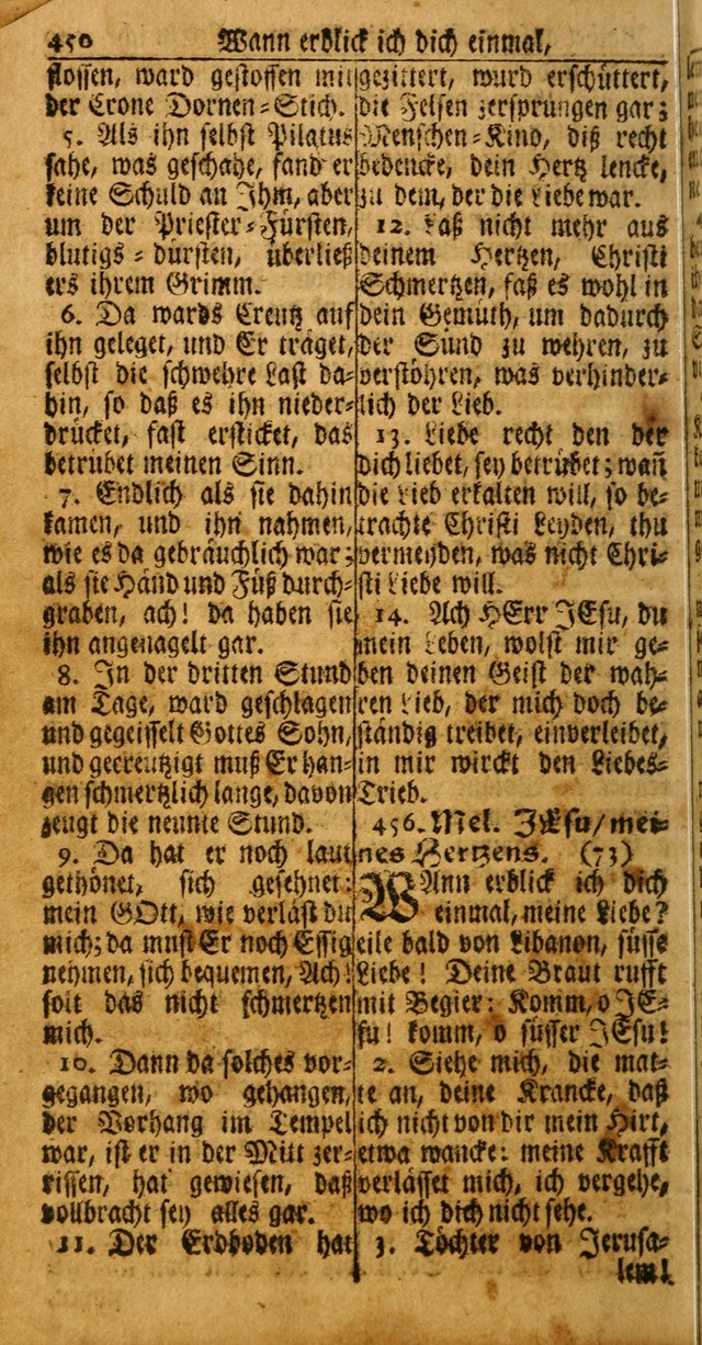 Das Kleine Davidische Psalterspiel der Kinder Zions: von alten und neuen auserlesenen Geistes-Gesängen allen wahren heuls-begierigen säuglingen der weisheit, infonderheit aber denen Gemeinden ... page 450