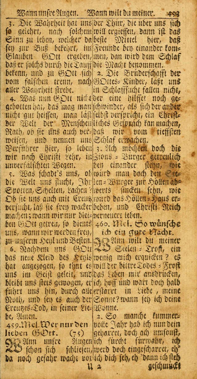 Das Kleine Davidische Psalterspiel der Kinder Zions: von alten und neuen auserlesenen Geistes-Gesängen allen wahren heuls-begierigen säuglingen der weisheit, infonderheit aber denen Gemeinden ... page 453