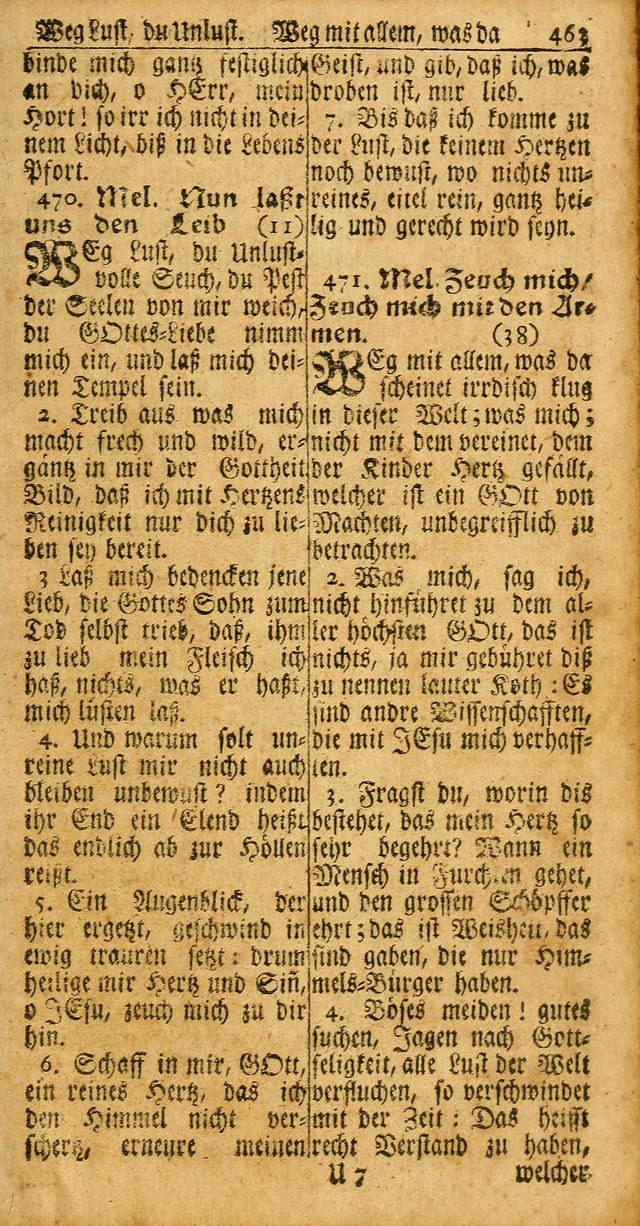 Das Kleine Davidische Psalterspiel der Kinder Zions: von alten und neuen auserlesenen Geistes-Gesängen allen wahren heuls-begierigen säuglingen der weisheit, infonderheit aber denen Gemeinden ... page 463