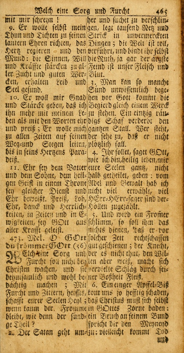 Das Kleine Davidische Psalterspiel der Kinder Zions: von alten und neuen auserlesenen Geistes-Gesängen allen wahren heuls-begierigen säuglingen der weisheit, infonderheit aber denen Gemeinden ... page 465