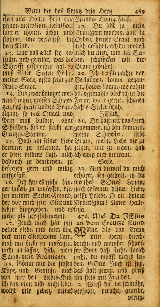 Das Kleine Davidische Psalterspiel der Kinder Zions: von alten und neuen auserlesenen Geistes-Gesängen allen wahren heuls-begierigen säuglingen der weisheit, infonderheit aber denen Gemeinden ... page 469