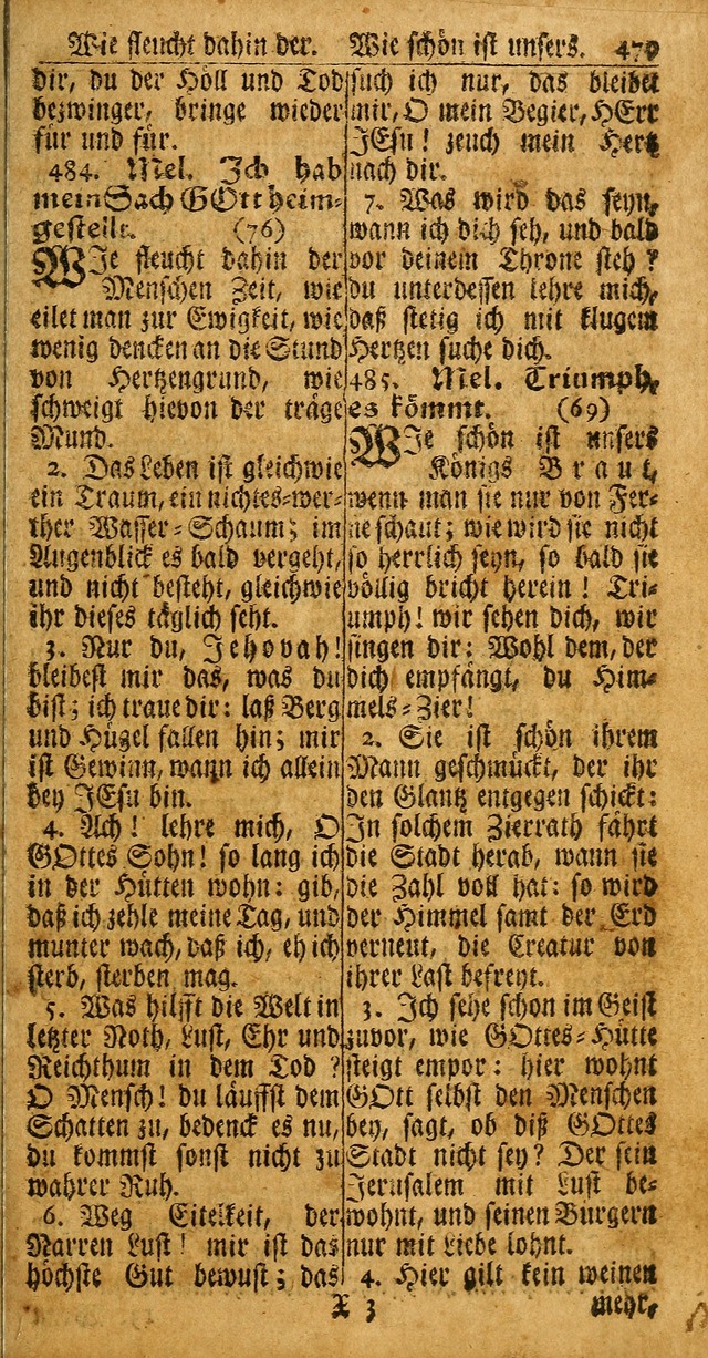 Das Kleine Davidische Psalterspiel der Kinder Zions: von alten und neuen auserlesenen Geistes-Gesängen allen wahren heuls-begierigen säuglingen der weisheit, infonderheit aber denen Gemeinden ... page 479