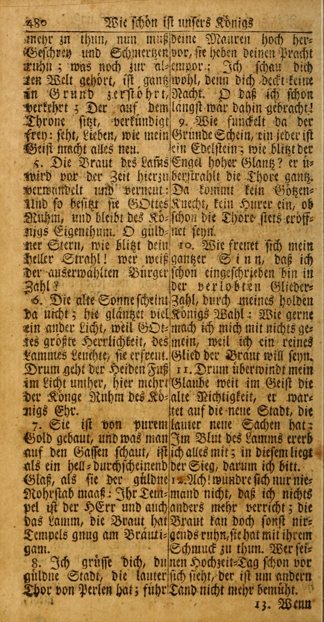 Das Kleine Davidische Psalterspiel der Kinder Zions: von alten und neuen auserlesenen Geistes-Gesängen allen wahren heuls-begierigen säuglingen der weisheit, infonderheit aber denen Gemeinden ... page 480