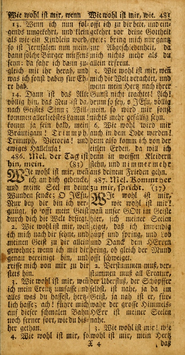 Das Kleine Davidische Psalterspiel der Kinder Zions: von alten und neuen auserlesenen Geistes-Gesängen allen wahren heuls-begierigen säuglingen der weisheit, infonderheit aber denen Gemeinden ... page 481