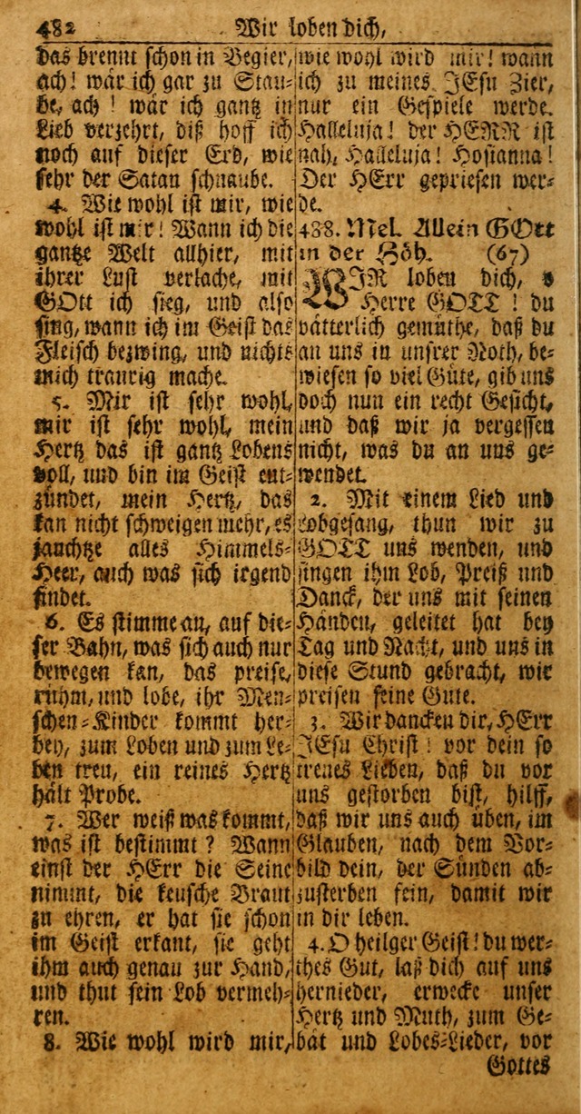 Das Kleine Davidische Psalterspiel der Kinder Zions: von alten und neuen auserlesenen Geistes-Gesängen allen wahren heuls-begierigen säuglingen der weisheit, infonderheit aber denen Gemeinden ... page 482