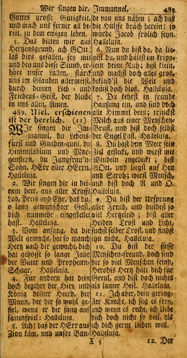 Das Kleine Davidische Psalterspiel der Kinder Zions: von alten und neuen auserlesenen Geistes-Gesängen allen wahren heuls-begierigen säuglingen der weisheit, infonderheit aber denen Gemeinden ... page 483