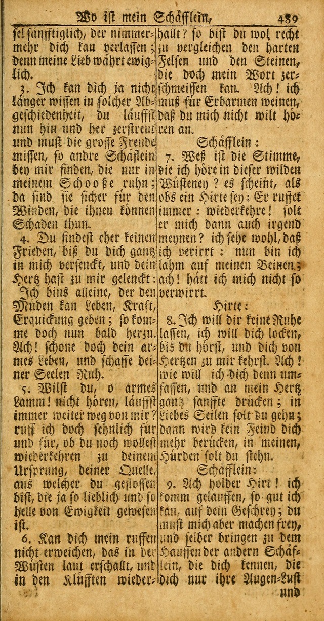 Das Kleine Davidische Psalterspiel der Kinder Zions: von alten und neuen auserlesenen Geistes-Gesängen allen wahren heuls-begierigen säuglingen der weisheit, infonderheit aber denen Gemeinden ... page 489