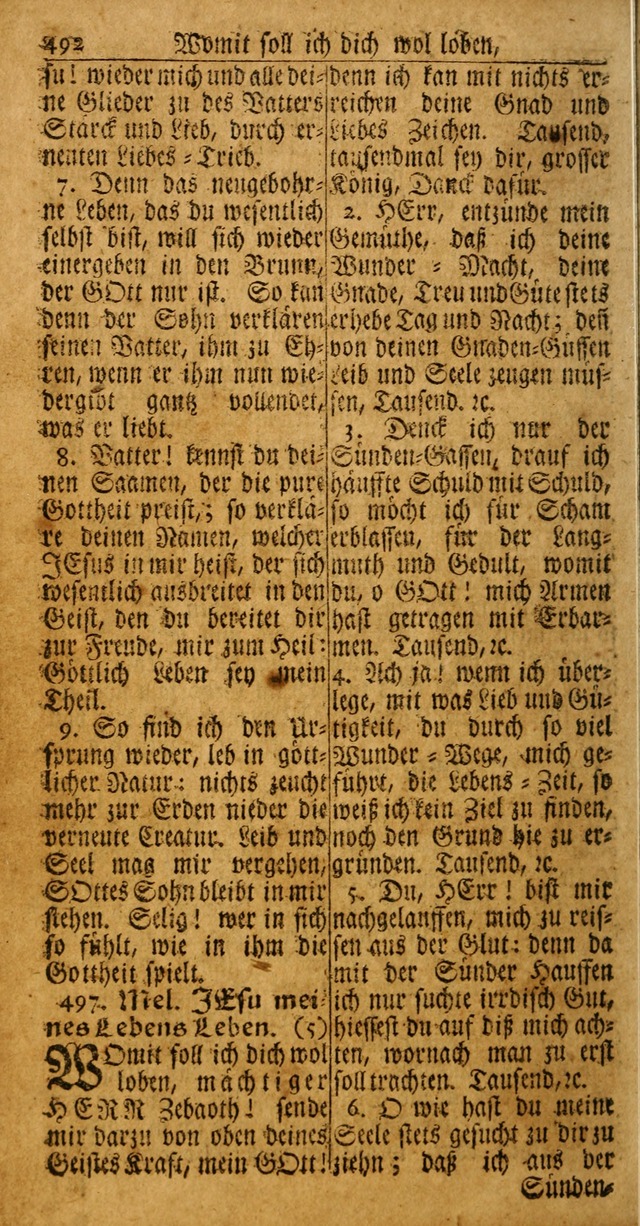 Das Kleine Davidische Psalterspiel der Kinder Zions: von alten und neuen auserlesenen Geistes-Gesängen allen wahren heuls-begierigen säuglingen der weisheit, infonderheit aber denen Gemeinden ... page 492