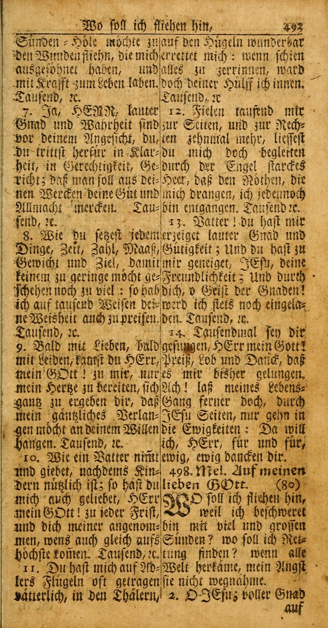 Das Kleine Davidische Psalterspiel der Kinder Zions: von alten und neuen auserlesenen Geistes-Gesängen allen wahren heuls-begierigen säuglingen der weisheit, infonderheit aber denen Gemeinden ... page 493