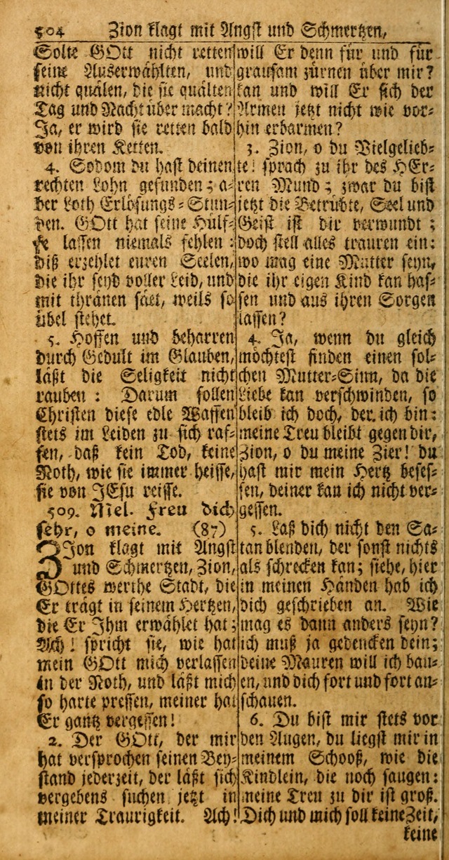 Das Kleine Davidische Psalterspiel der Kinder Zions: von alten und neuen auserlesenen Geistes-Gesängen allen wahren heuls-begierigen säuglingen der weisheit, infonderheit aber denen Gemeinden ... page 504