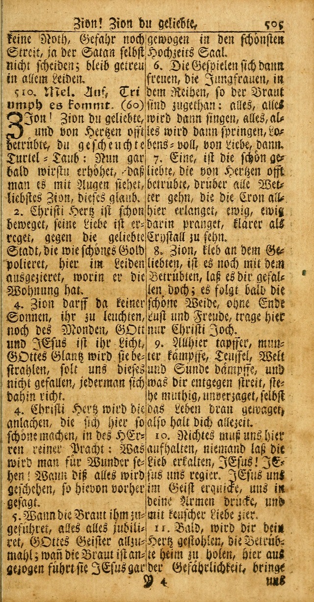 Das Kleine Davidische Psalterspiel der Kinder Zions: von alten und neuen auserlesenen Geistes-Gesängen allen wahren heuls-begierigen säuglingen der weisheit, infonderheit aber denen Gemeinden ... page 505