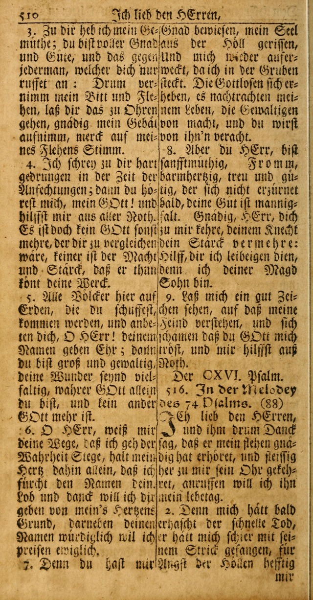 Das Kleine Davidische Psalterspiel der Kinder Zions: von alten und neuen auserlesenen Geistes-Gesängen allen wahren heuls-begierigen säuglingen der weisheit, infonderheit aber denen Gemeinden ... page 510