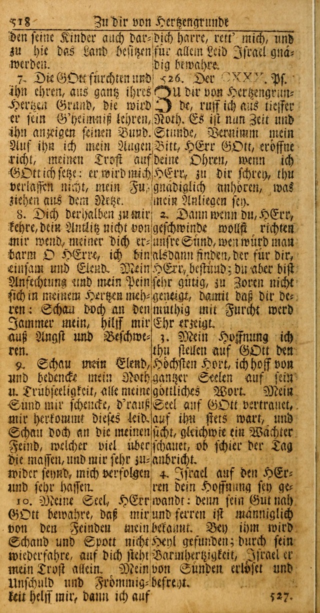 Das Kleine Davidische Psalterspiel der Kinder Zions: von alten und neuen auserlesenen Geistes-Gesängen allen wahren heuls-begierigen säuglingen der weisheit, infonderheit aber denen Gemeinden ... page 518