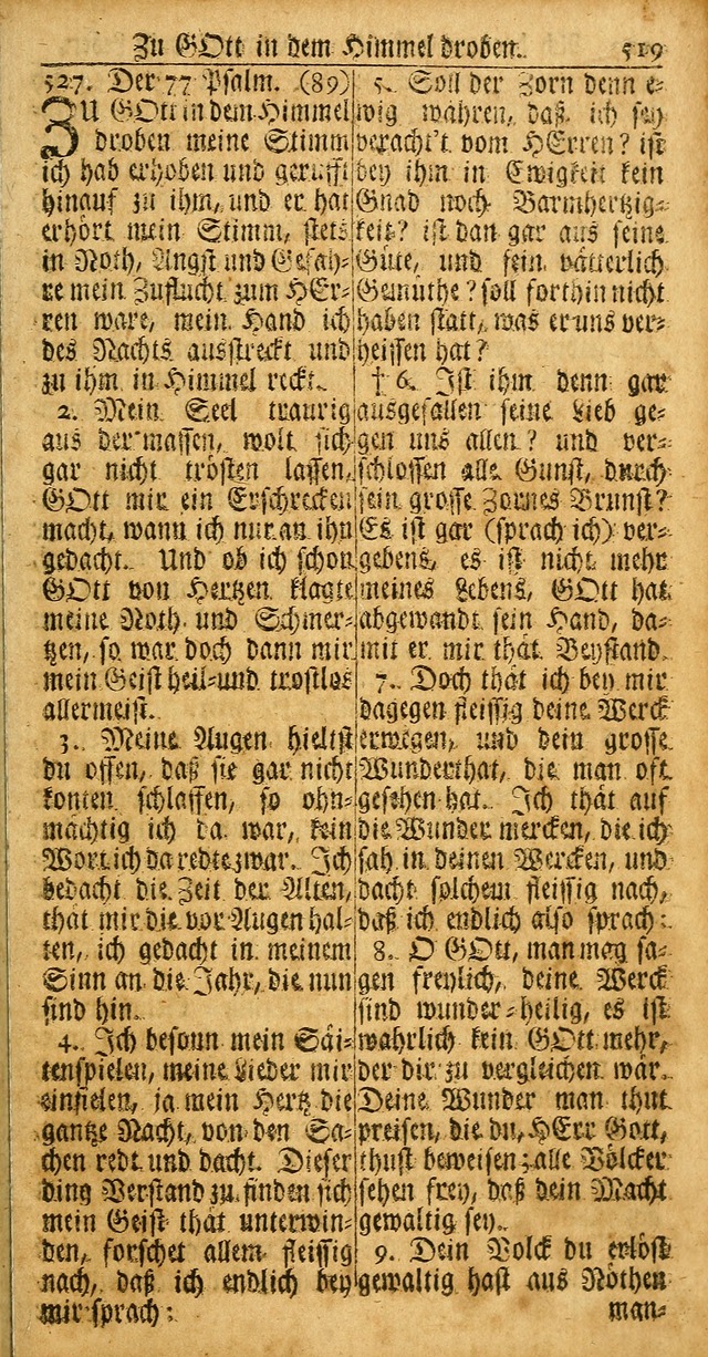 Das Kleine Davidische Psalterspiel der Kinder Zions: von alten und neuen auserlesenen Geistes-Gesängen allen wahren heuls-begierigen säuglingen der weisheit, infonderheit aber denen Gemeinden ... page 519