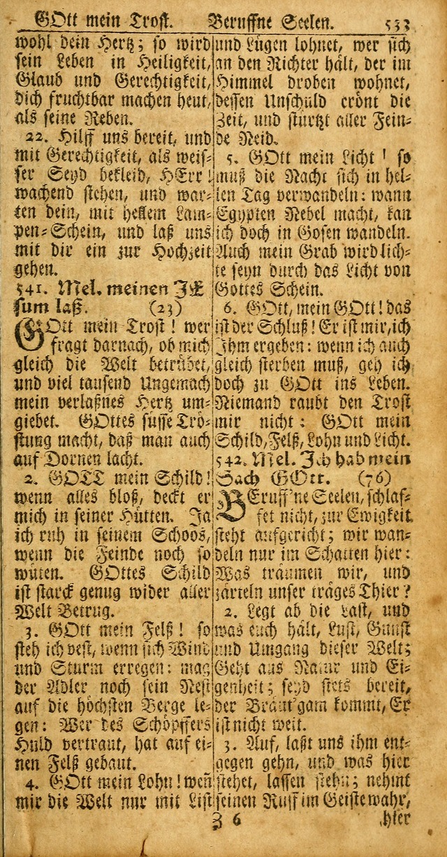 Das Kleine Davidische Psalterspiel der Kinder Zions: von alten und neuen auserlesenen Geistes-Gesängen allen wahren heuls-begierigen säuglingen der weisheit, infonderheit aber denen Gemeinden ... page 533