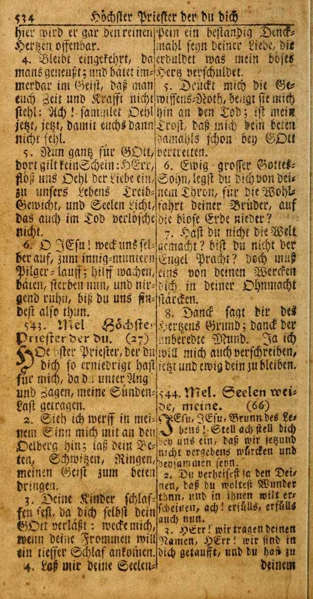 Das Kleine Davidische Psalterspiel der Kinder Zions: von alten und neuen auserlesenen Geistes-Gesängen allen wahren heuls-begierigen säuglingen der weisheit, infonderheit aber denen Gemeinden ... page 534