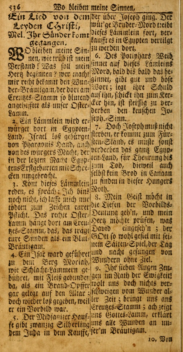 Das Kleine Davidische Psalterspiel der Kinder Zions: von alten und neuen auserlesenen Geistes-Gesängen allen wahren heuls-begierigen säuglingen der weisheit, infonderheit aber denen Gemeinden ... page 536