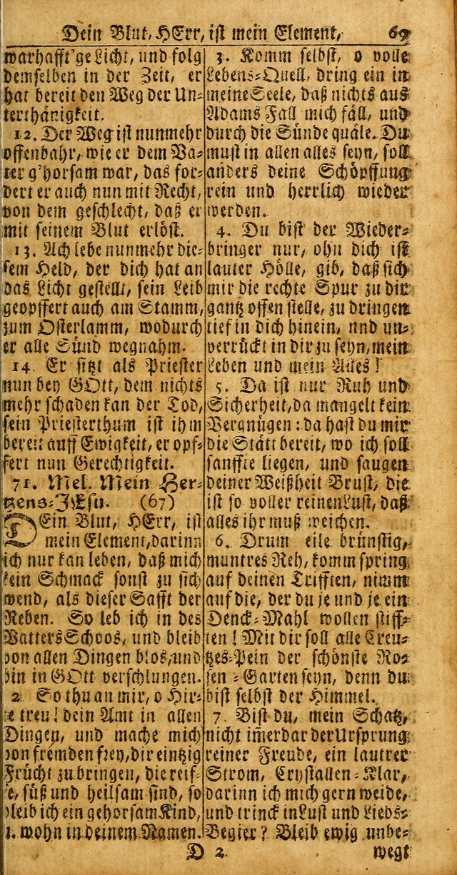 Das Kleine Davidische Psalterspiel der Kinder Zions: von alten und neuen auserlesenen Geistes-Gesängen allen wahren heuls-begierigen säuglingen der weisheit, infonderheit aber denen Gemeinden ... page 67