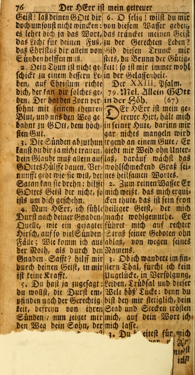 Das Kleine Davidische Psalterspiel der Kinder Zions: von alten und neuen auserlesenen Geistes-Gesängen allen wahren heuls-begierigen säuglingen der weisheit, infonderheit aber denen Gemeinden ... page 76