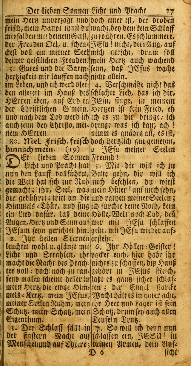 Das Kleine Davidische Psalterspiel der Kinder Zions: von alten und neuen auserlesenen Geistes-Gesängen allen wahren heuls-begierigen säuglingen der weisheit, infonderheit aber denen Gemeinden ... page 77