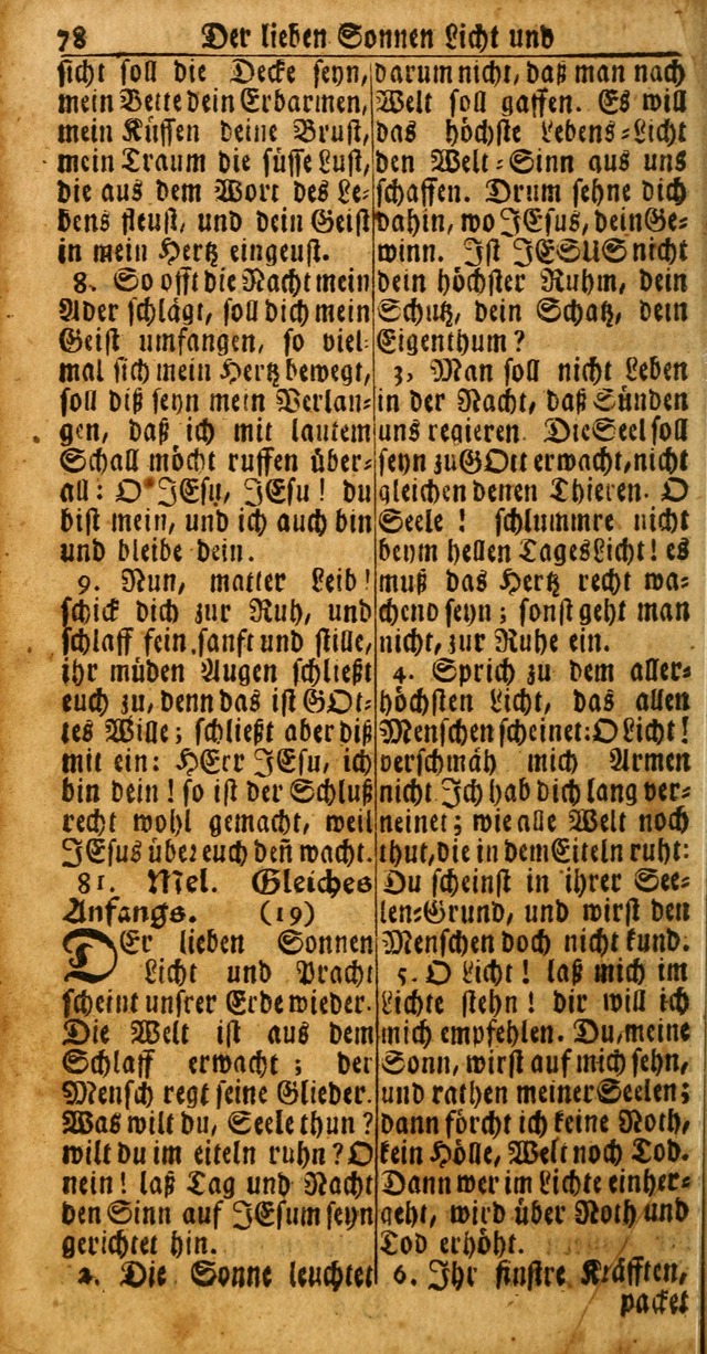 Das Kleine Davidische Psalterspiel der Kinder Zions: von alten und neuen auserlesenen Geistes-Gesängen allen wahren heuls-begierigen säuglingen der weisheit, infonderheit aber denen Gemeinden ... page 78