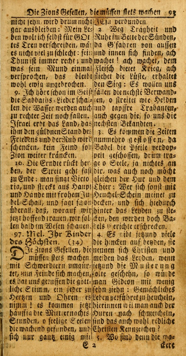 Das Kleine Davidische Psalterspiel der Kinder Zions: von alten und neuen auserlesenen Geistes-Gesängen allen wahren heuls-begierigen säuglingen der weisheit, infonderheit aber denen Gemeinden ... page 93