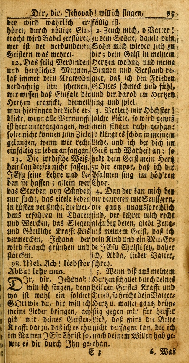 Das Kleine Davidische Psalterspiel der Kinder Zions: von alten und neuen auserlesenen Geistes-Gesängen allen wahren heuls-begierigen säuglingen der weisheit, infonderheit aber denen Gemeinden ... page 95