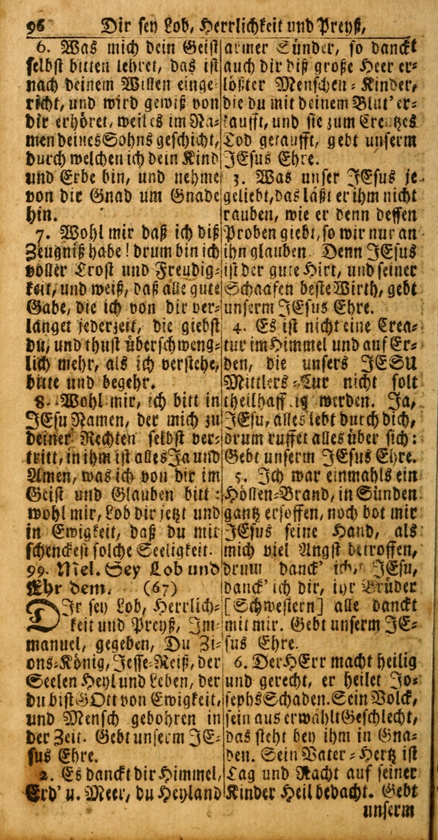 Das Kleine Davidische Psalterspiel der Kinder Zions: von alten und neuen auserlesenen Geistes-Gesängen allen wahren heuls-begierigen säuglingen der weisheit, infonderheit aber denen Gemeinden ... page 96