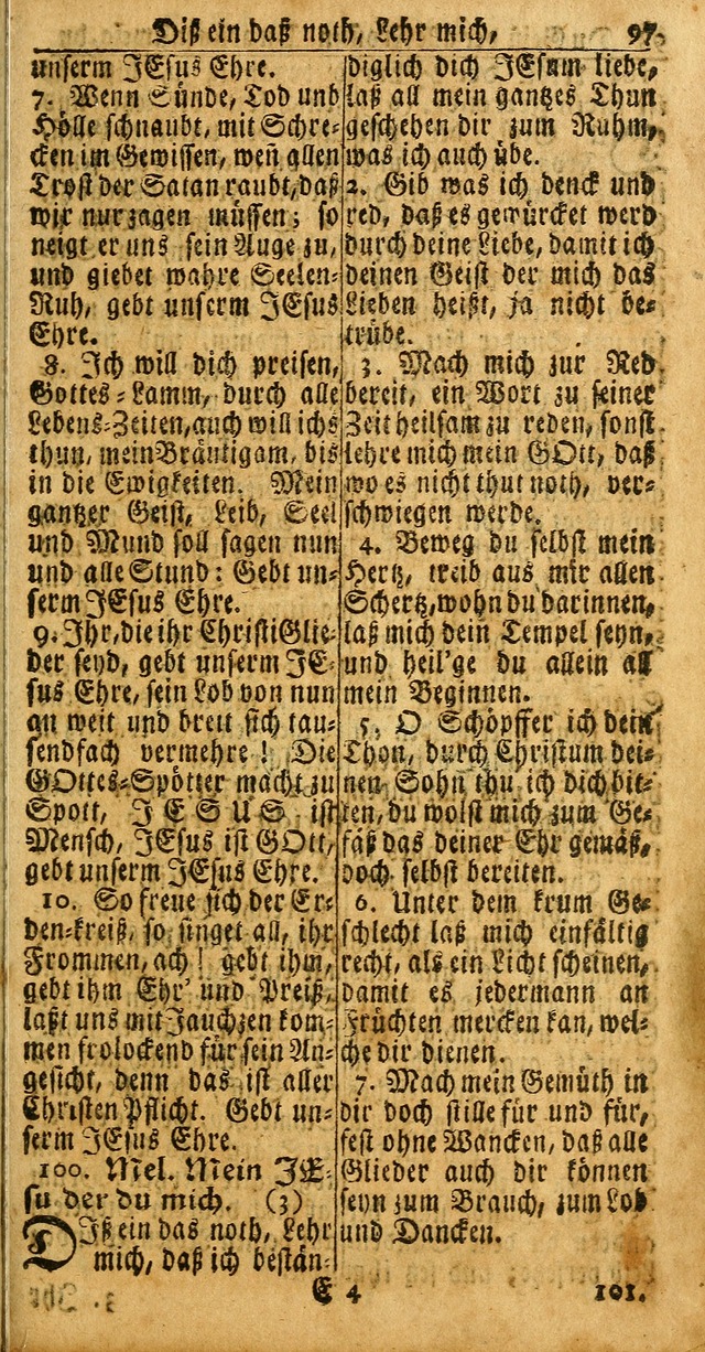 Das Kleine Davidische Psalterspiel der Kinder Zions: von alten und neuen auserlesenen Geistes-Gesängen allen wahren heuls-begierigen säuglingen der weisheit, infonderheit aber denen Gemeinden ... page 97