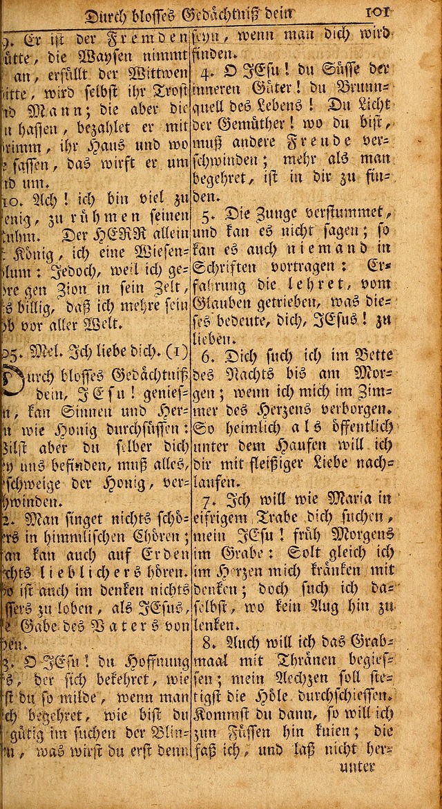 Das Kleine Davidische Psalterspiel der Kinder Zions: von alten und neuen auserlesenen Geistes-Gesängen allen wahren heils-begierigen säuglingen der weisheit, infonderheit aber denen Gemeinden ... page 101